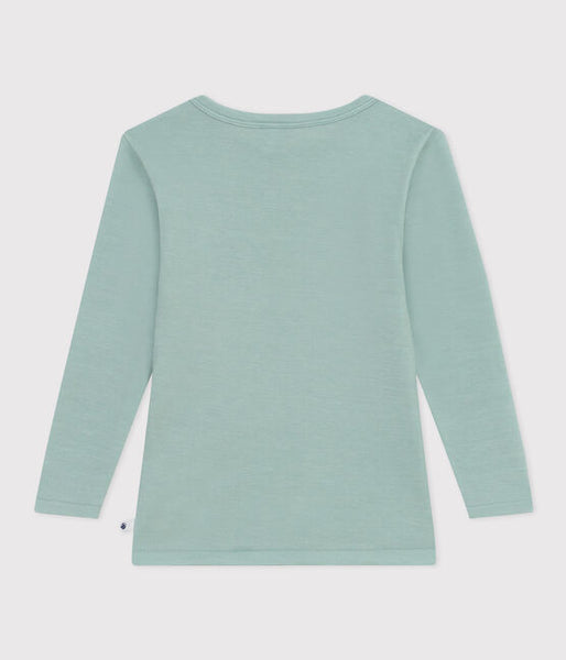 Long-sleeved Wool/Cotton T-shirt - Green