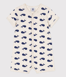 Cotton Navy Whale One-Piece