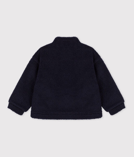 Navy Recycled Faux Fur Jacket