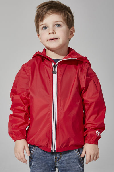 08 Lifestyle Kids Full Zip Packable Rain Jacket - Red