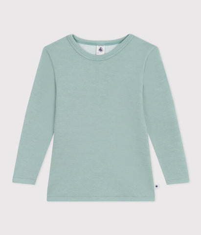 Long-sleeved Wool/Cotton T-shirt - Green