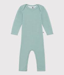 Baby Long Bodysuit in Cotton/Wool - Green