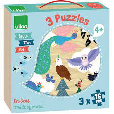 Set of 3 Wooden Puzzles - Earth, Sea, Sky