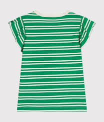 Ruffle Sleeves Stripy Jersey T-Shirt