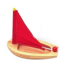 Wooden Red Sailboat