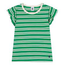 Ruffle Sleeves Stripy Jersey T-Shirt