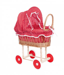 Egmont Wicker Pram with Red and White Dots