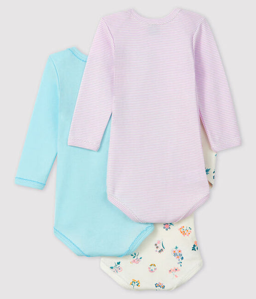 Long-Sleeved Floral Onesies - 3-pack