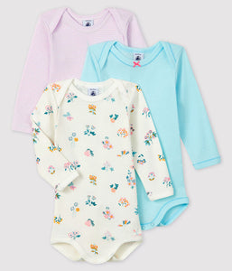 Long-Sleeved Floral Onesies - 3-pack