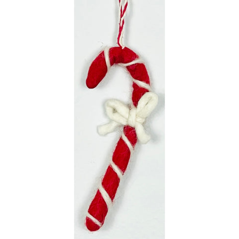 Felt Red Candy Cane Ornament