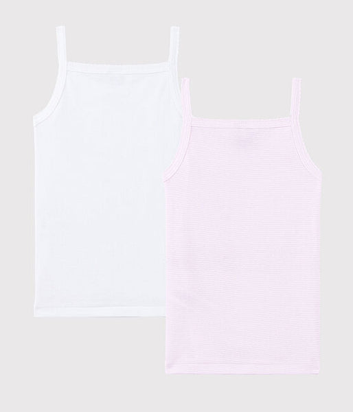 Pink Pinstriped Organic Cotton Undershirt - 2-PACK