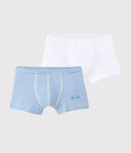 White Ribbed Knit Boxer Shorts