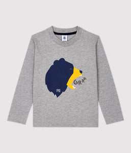 Long-Sleeve Bear Print T-shirt