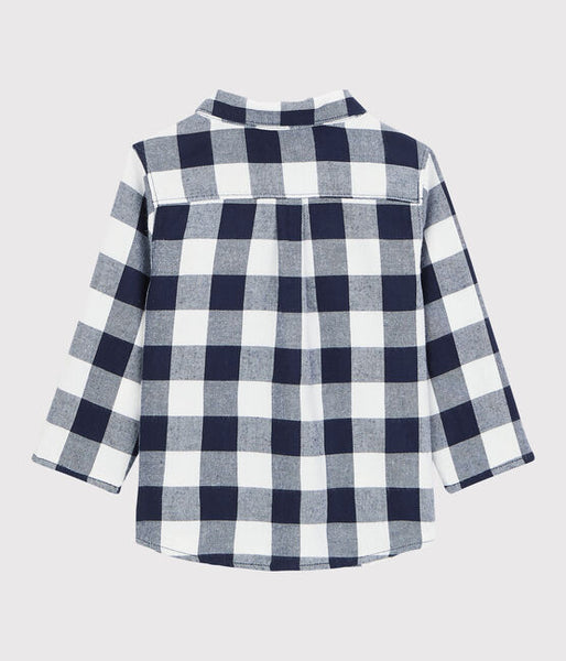 Baby Collared Navy Checkered Shirt