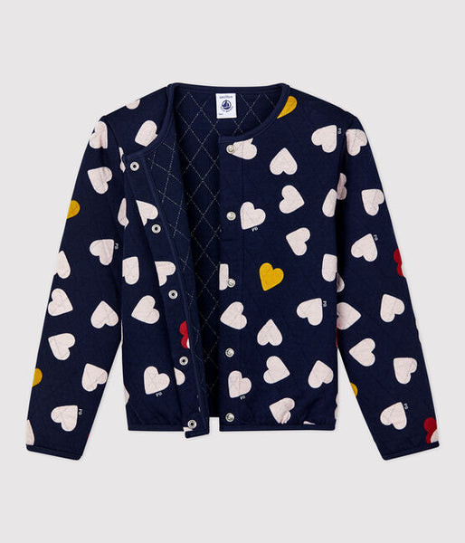 Quilted Tub Knit Heart Cardigan