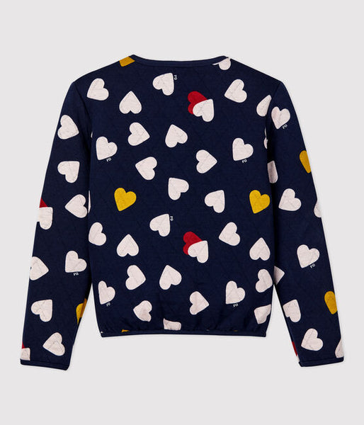 Quilted Tub Knit Heart Cardigan