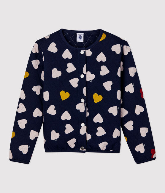 Quilted Tub Knit Heart Cardigan