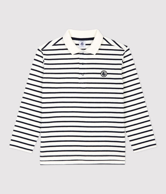 Striped Long-sleeved Polo Shirt