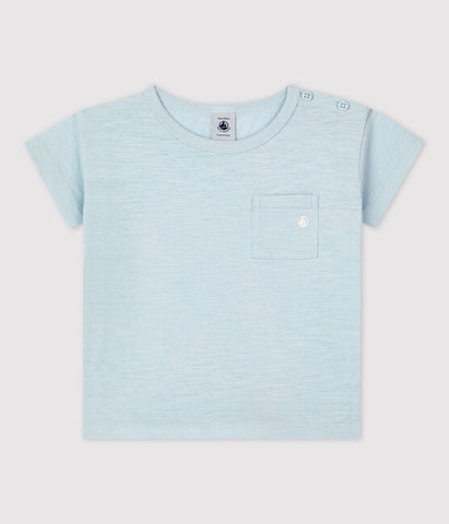 Baby Short-Sleeved Blue Cotton T-Shirt