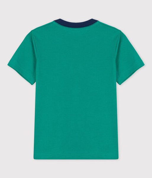 Short-Sleeved Green Cotton T-Shirt