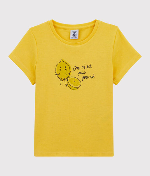 Short-Sleeved Yellow Cotton T-Shirt