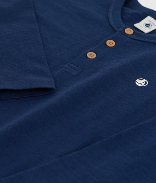 Navy Long-sleeved Cotton T-shirt