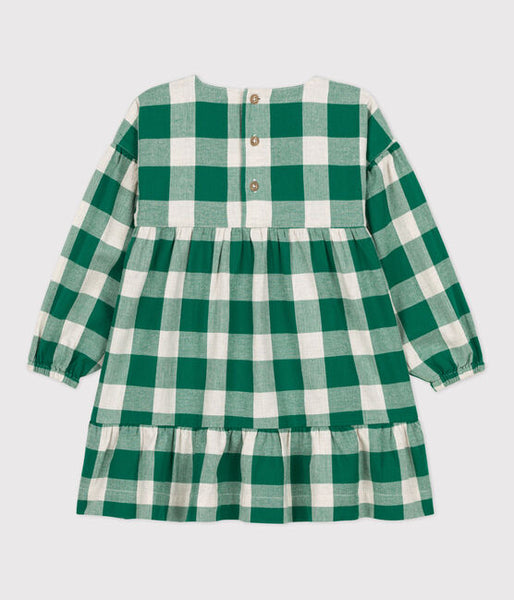 Long-Sleeved Flannel Checkered Dress