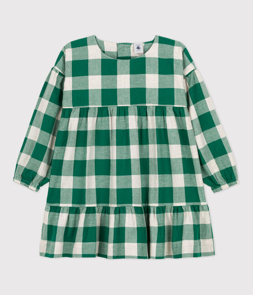 Long-Sleeved Flannel Checkered Dress