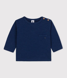 Baby Navy Long-sleeved Cotton T-shirt