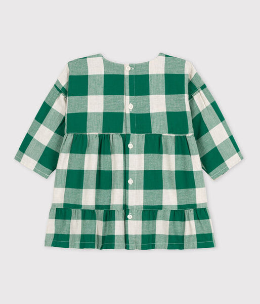 Baby Long-Sleeved Flannel Checkered Dress