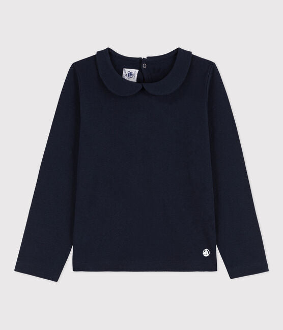 Navy Long-sleeved Cotton T-shirt