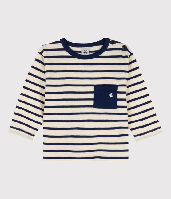 Baby Striped Long-Sleeved Tee, Navy