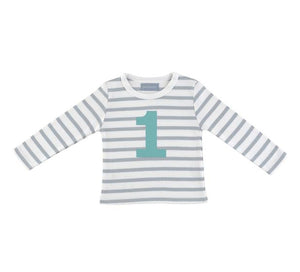 Bob and Blossom Number Grey Striped Tee - 1