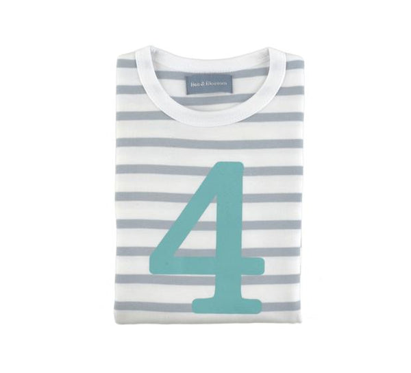 Bob and Blossom Number Grey Striped Tee - 4