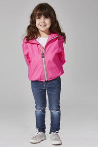 08 Lifestyle Kids Full Zip Packable Rain Jacket - Pink Fluo