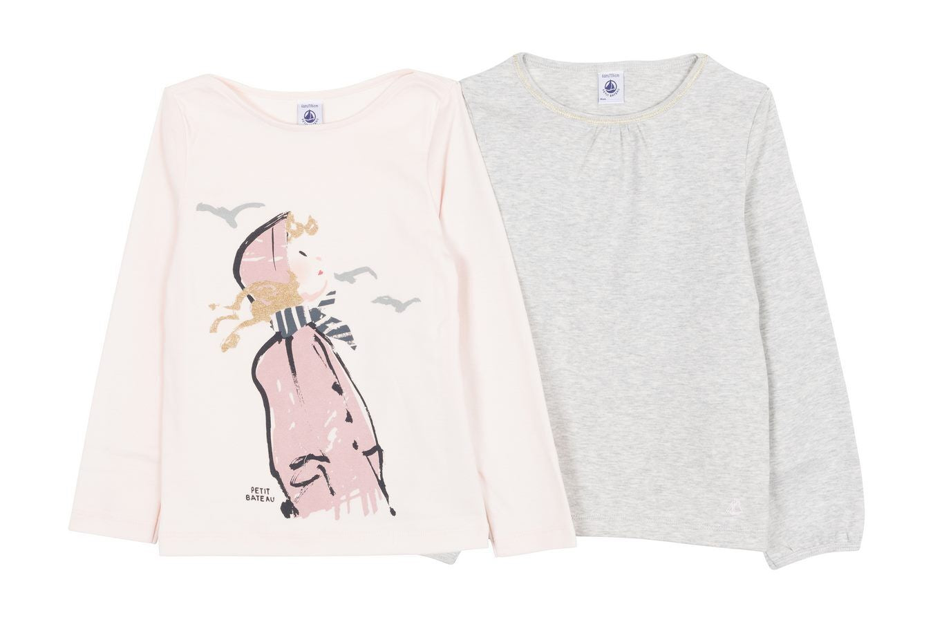 Petit Bateau Pink/Grey T-Shirt - 2-Piece Set
