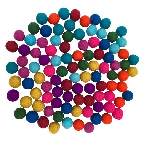 Felt Balls Summer 1.5cm 100 pcs