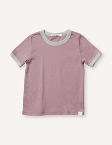 Petits Vilains Jean Ringer Tee - Mauve/Heather Grey