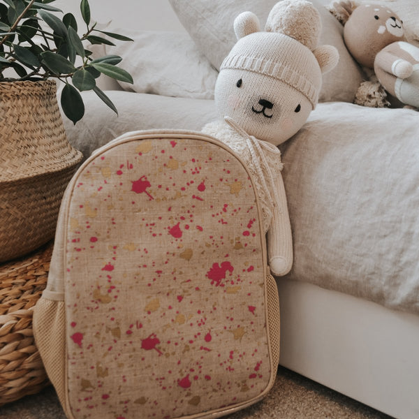 So Young Fuchsia and Gold Splatter Toddler Backpack