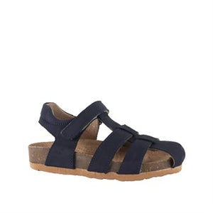 Nubebe Leather Sandals with Cork Bottom, Navy