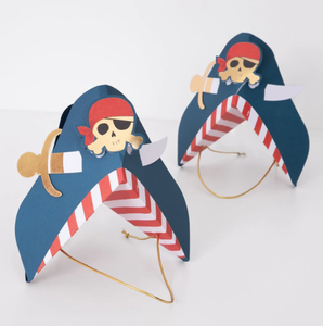 Blue Pirate Party Hats (x 8)