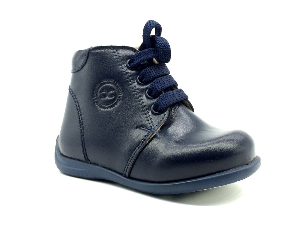 Nubebe First Step Navy Laced Leather Shoes